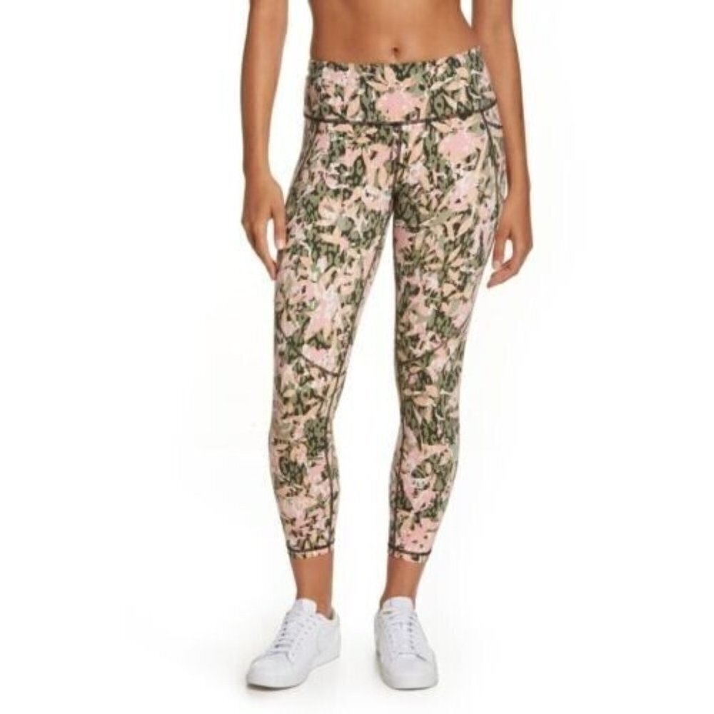 𝅺SWEATY Betty BNWOT "Power" Tights Sz 2XS New Pull on Floral Pink/Green